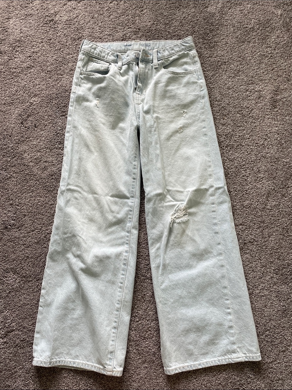 Old Navy Pale Blue Wide-Leg Distressed Jeans